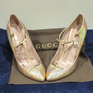 Gucci Iridescent Gold Heels